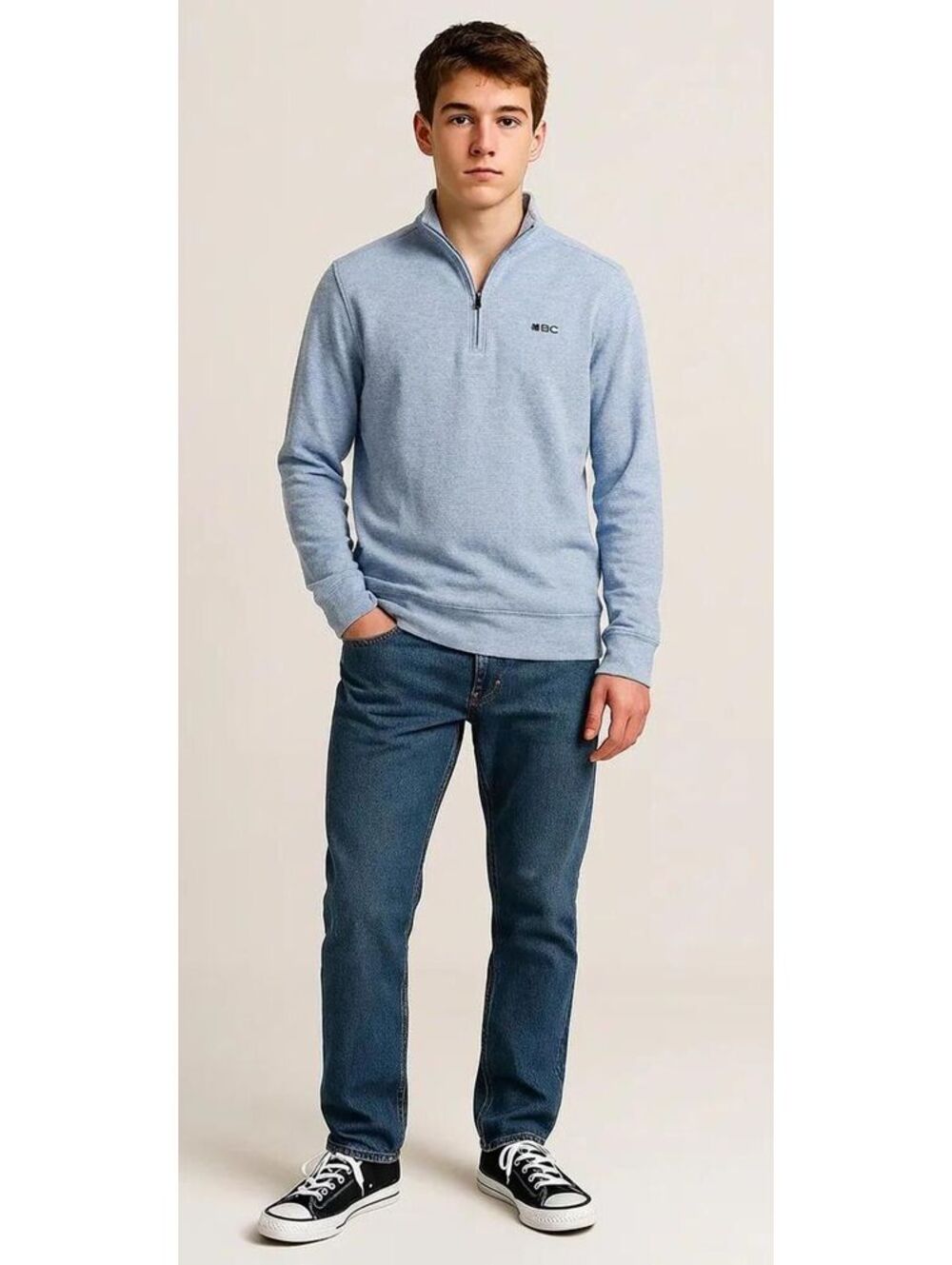 🍀 Lucky Style Black Clover Men’s S Heather Blue Pima Cotton Blend QZ